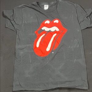 The Rolling Stones Charcoal Tee with Vibrant Red Logo